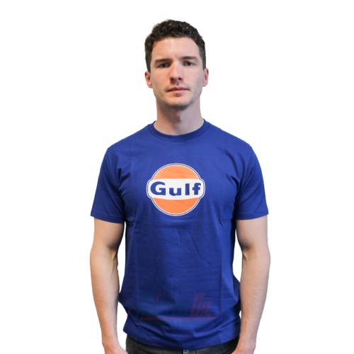 Gulf Tshirt Blauw Logo Borst L