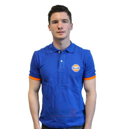 Gulf Polo Blauw Logo Borst L